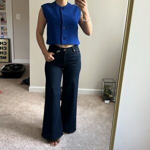 Frame Wide-Leg Dark Blue Jeans. 26